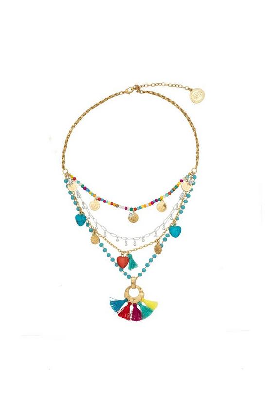 Bibi Bijoux Gold Multi Coloured 'Nomad' Layered Charm Necklace 3