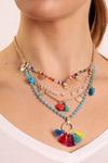 Bibi Bijoux Gold Multi Coloured 'Nomad' Layered Charm Necklace thumbnail 4