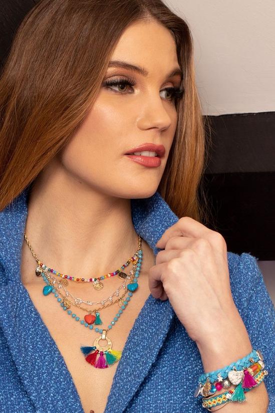 Bibi Bijoux Gold Multi Coloured 'Nomad' Layered Charm Necklace 5