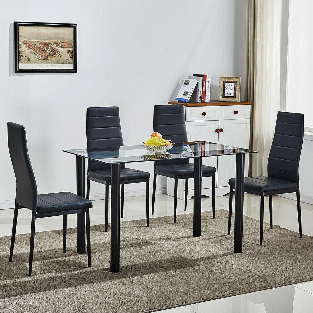Glass Dining Table and Chairs Set of 4 Kitchen Dining Table