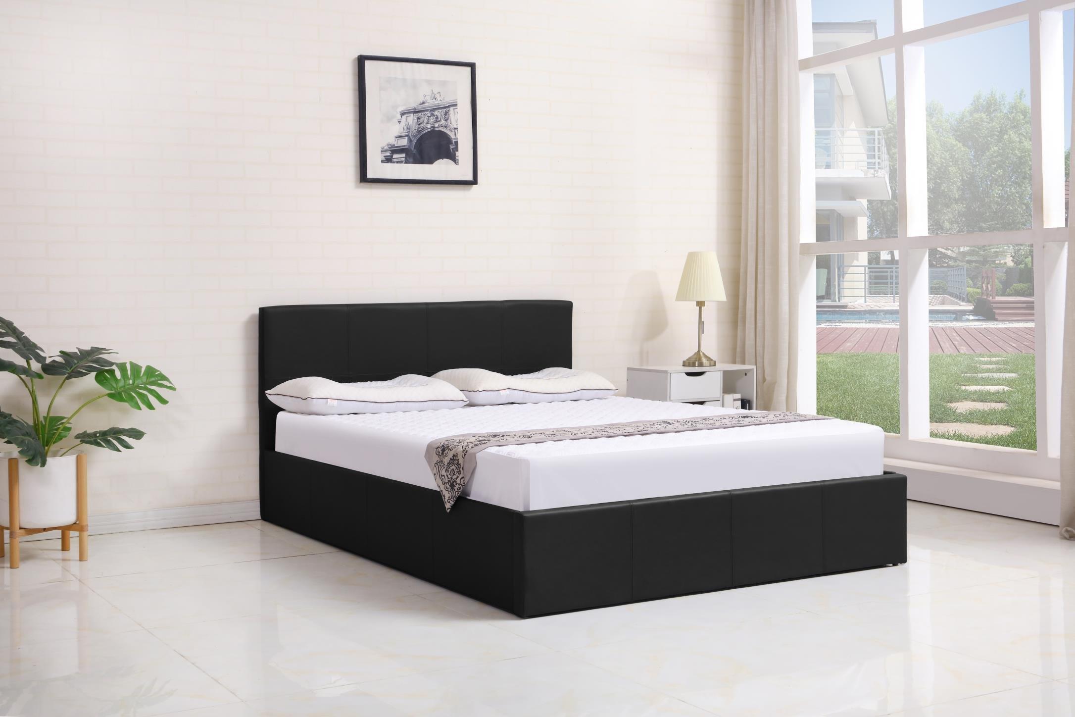 Ottoman Side Lift Storage Leather Bed Small Double Bed