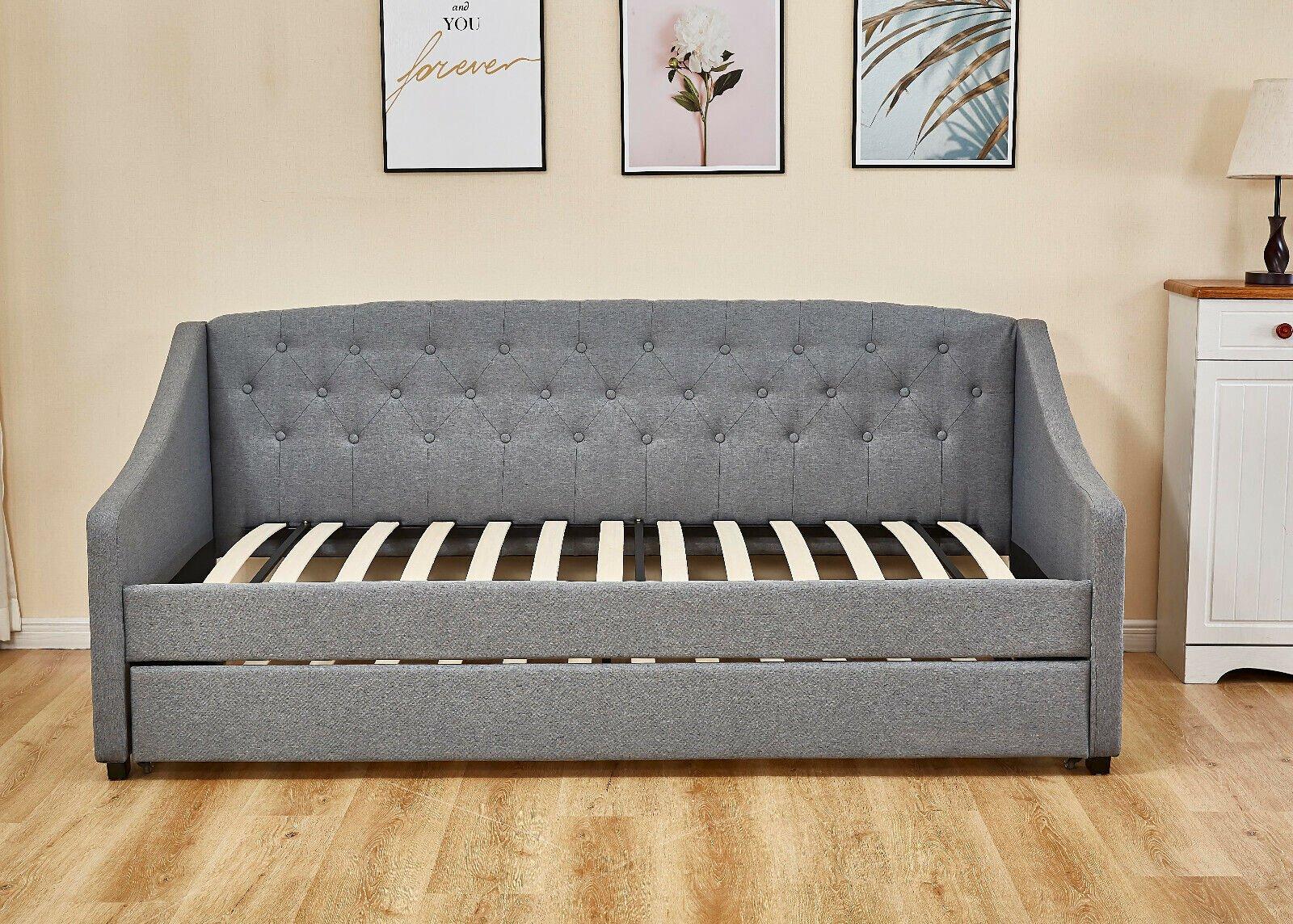 Fabric Daybed Sofabed With Underbed Trundle Bedroom Furniture