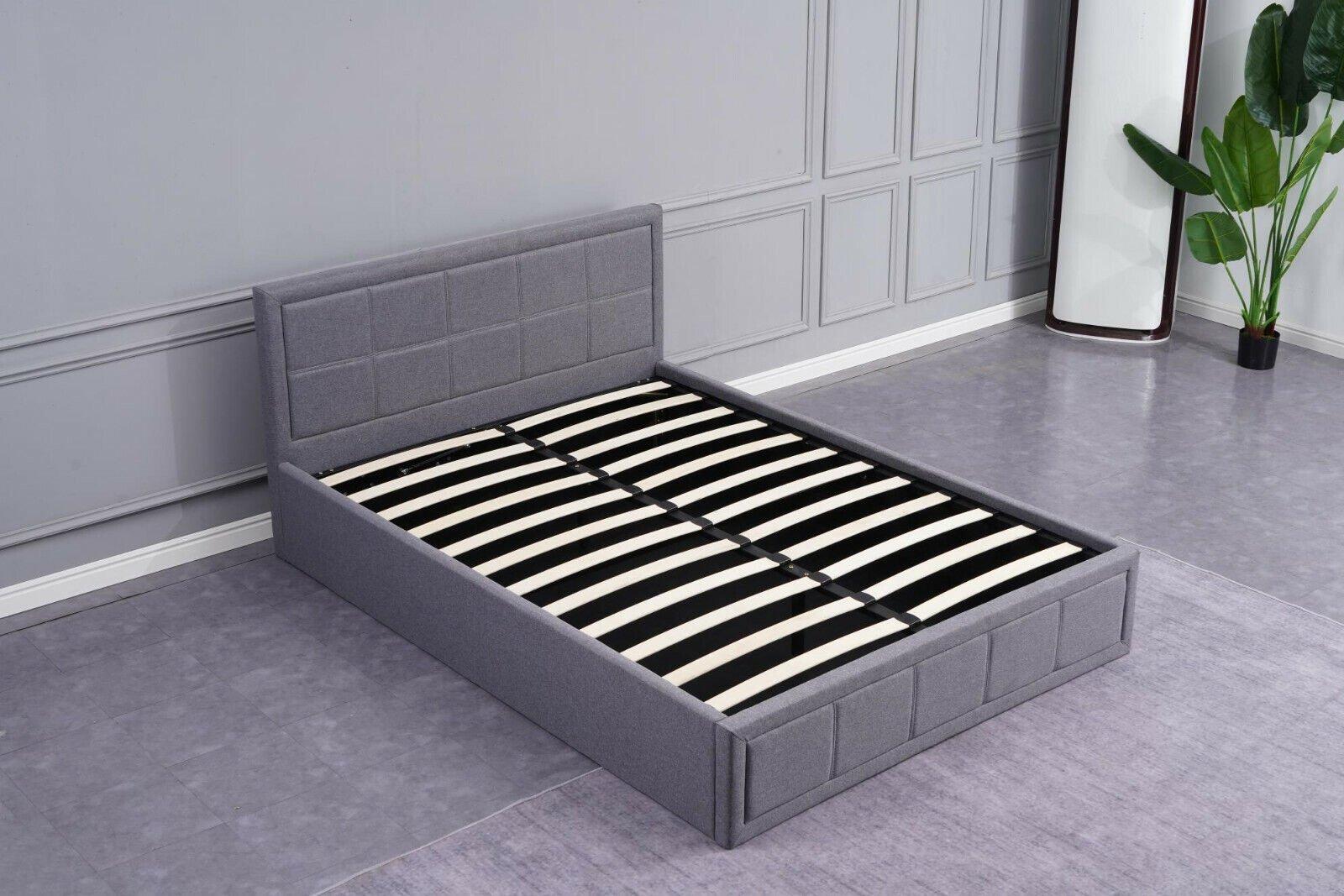 Upholstered Storage Ottoman Gas Side Lift Bed Fabric Bed Single