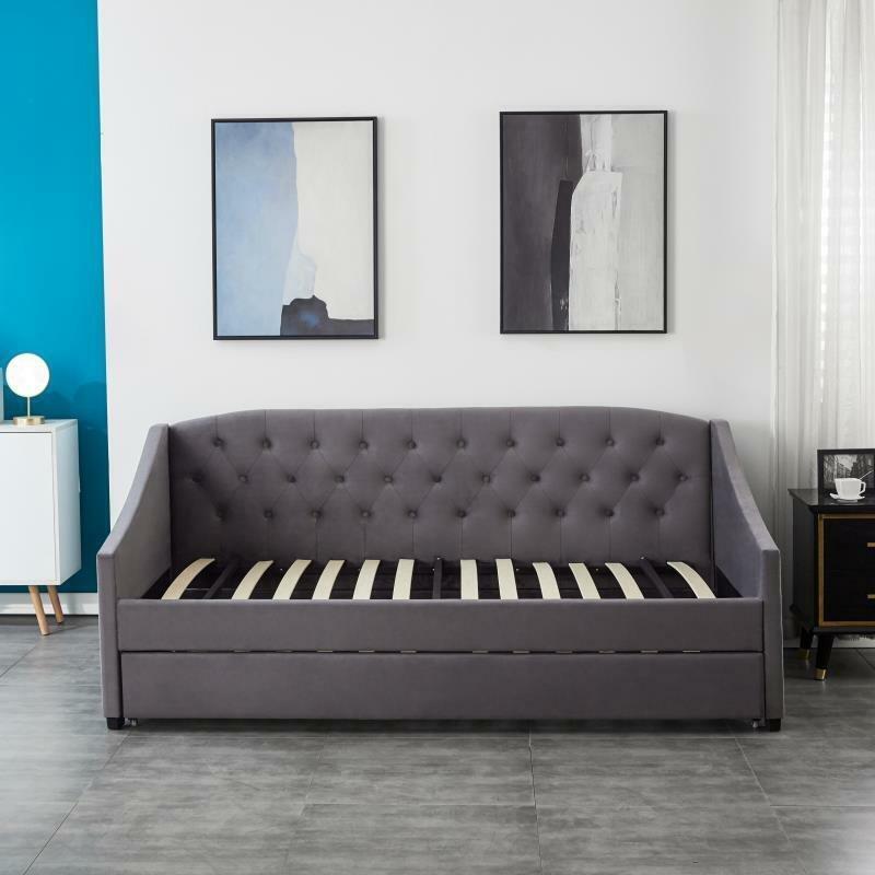 Velvet Daybed Single Sofa Bed With Underbed Trundle Guest Daybed