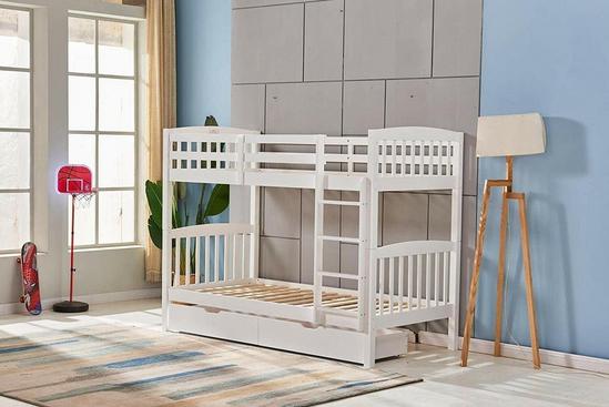 KOSY KOALA Wood Bunk Bed Comes With 2 Spring Mattresses For Kids Children Adults 4