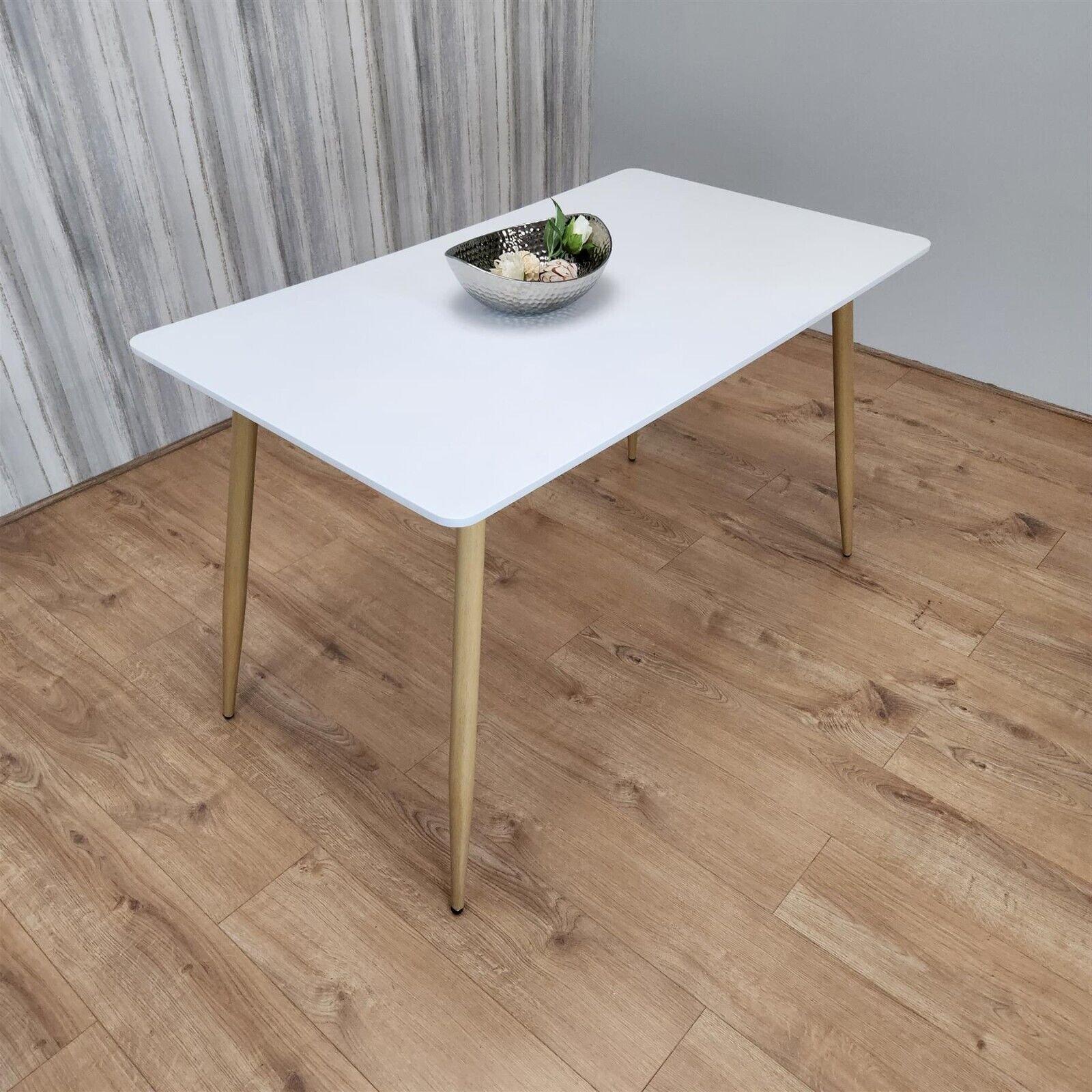 White Wood Rectangle Dining Table Kitchen Table Modern Wood Style Dinner Table Only