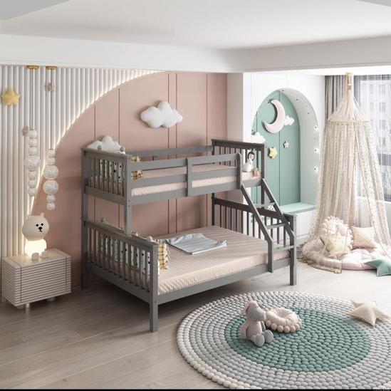 KOSY KOALA Wooden Triple Bunk Bed Children Bedroom Furniture pine Frame 3FT Single 4FT6 Double 3 Sleeper Kids Bed Grey Bunk Bed 3
