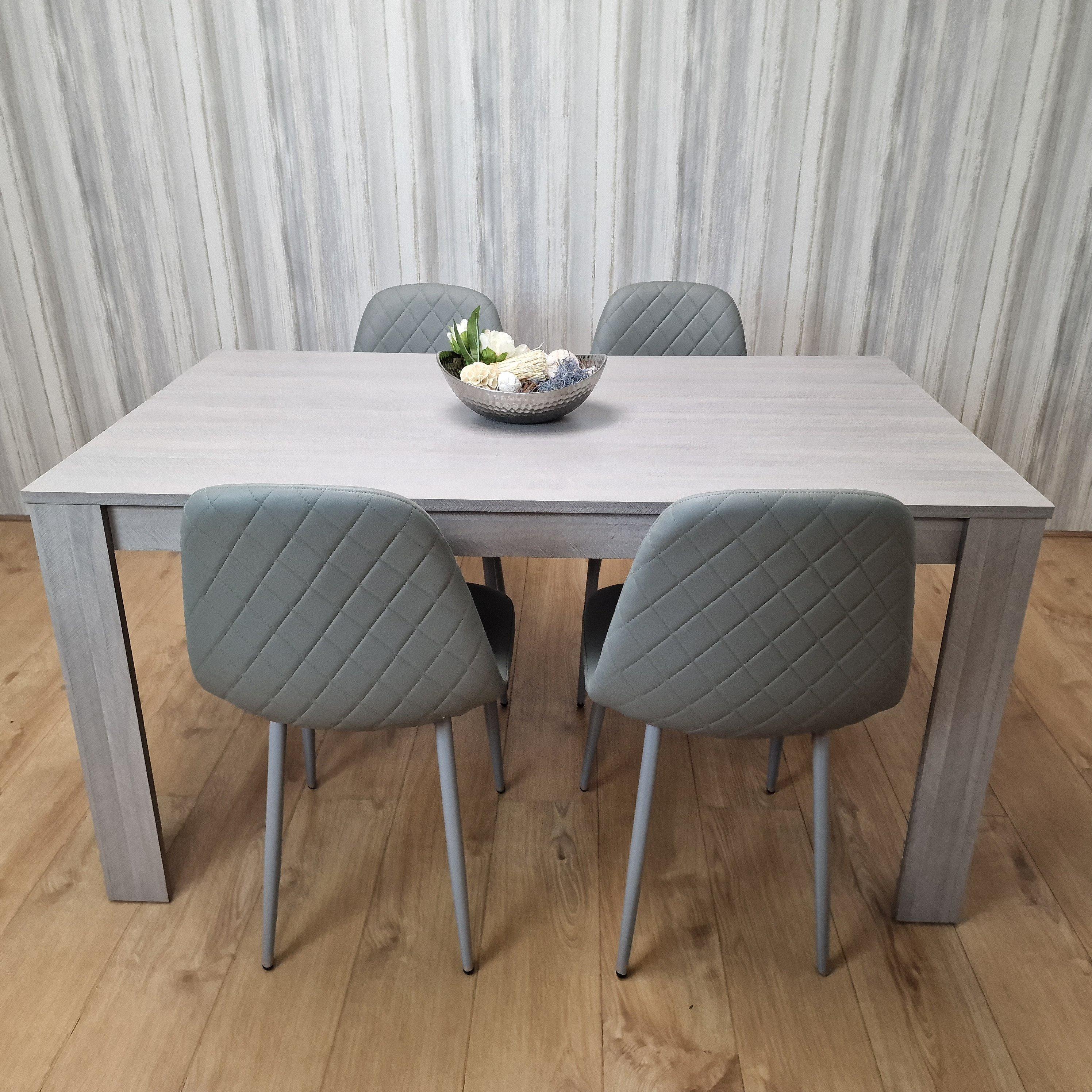 Grey Dining Table Set With 4 Grey Stitched Padded Chairs Kitching Dining Set Dining Room