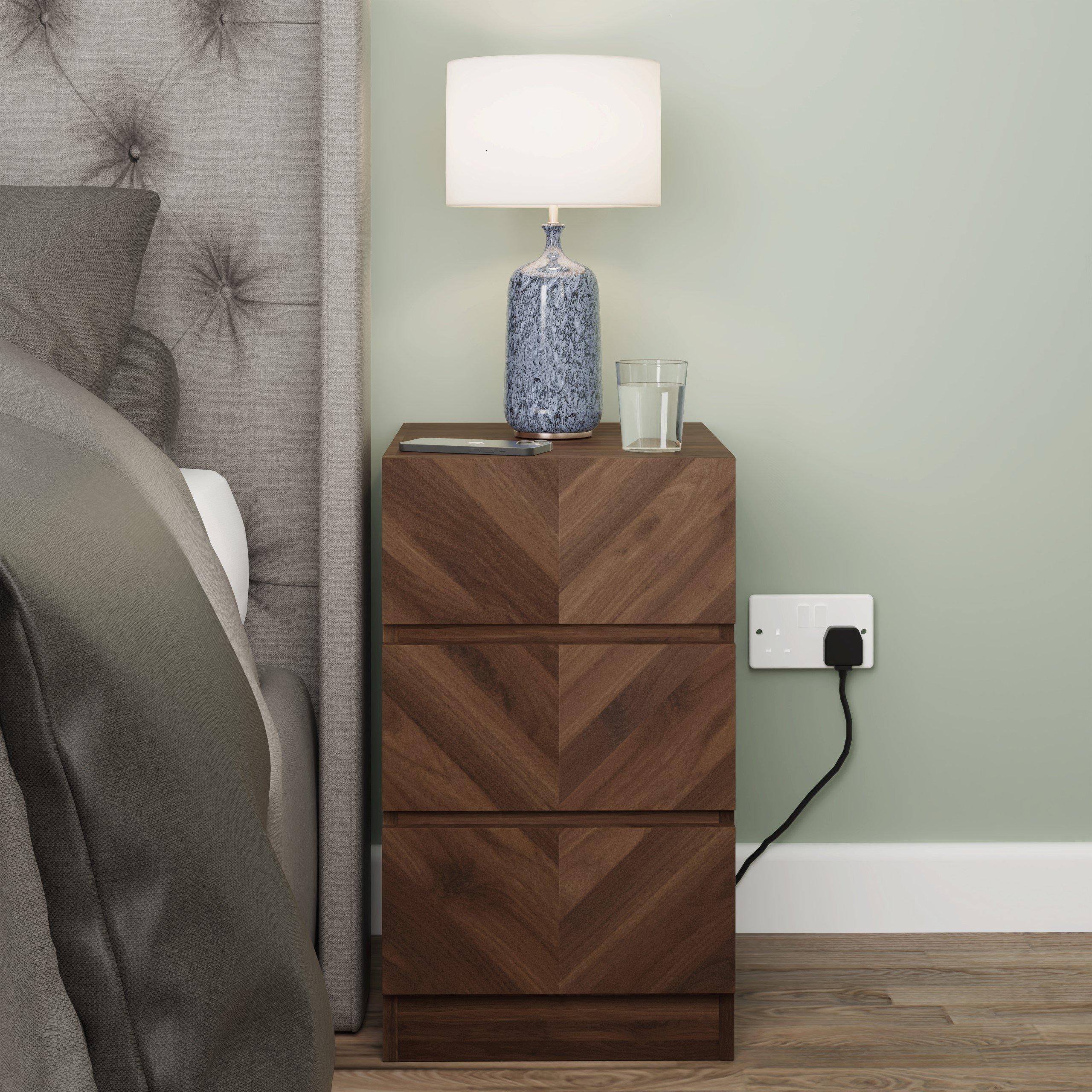Catania 3 Drawer Bedside Table