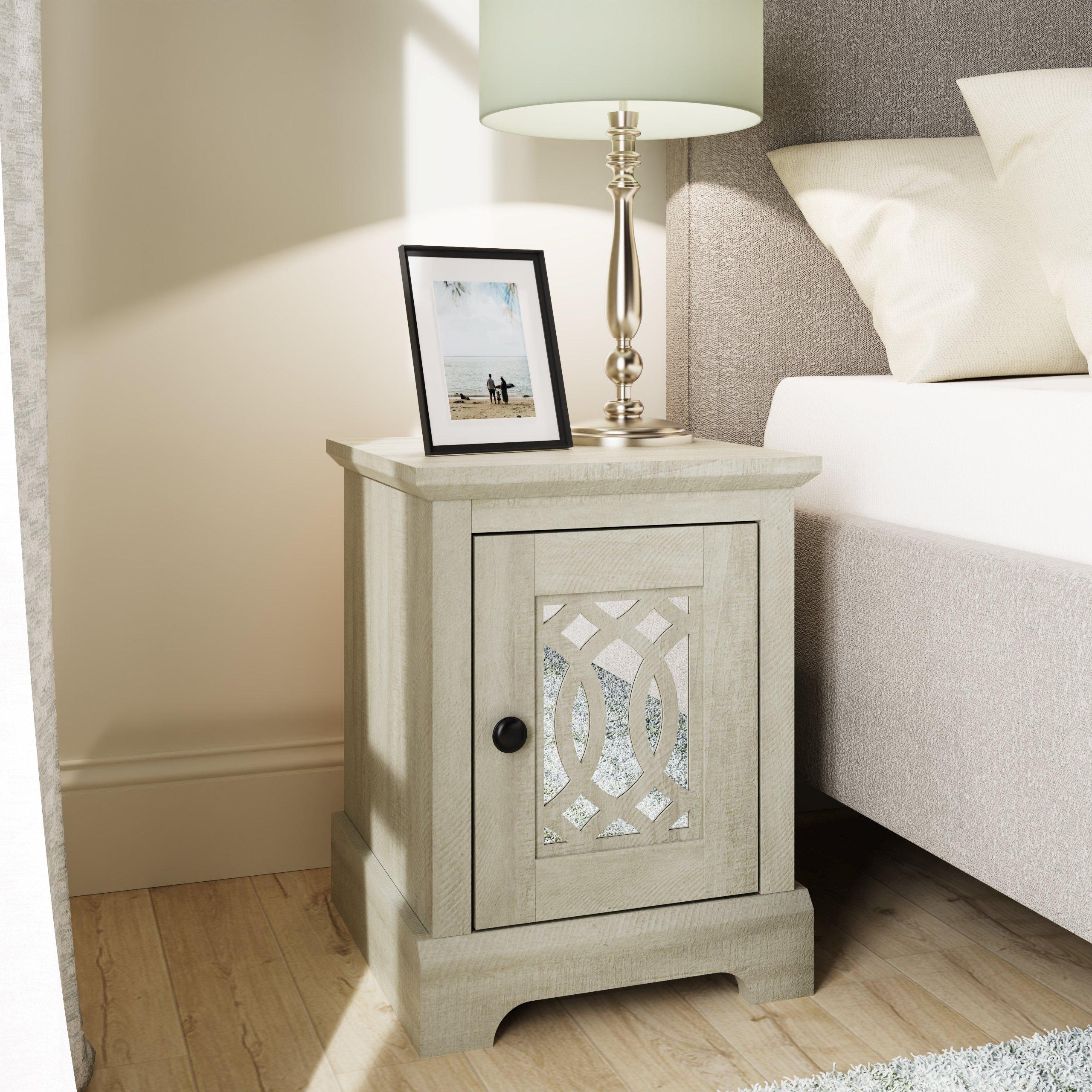 Photos - Storage Сabinet Amelie 1 Door Mirrored Bedside Table