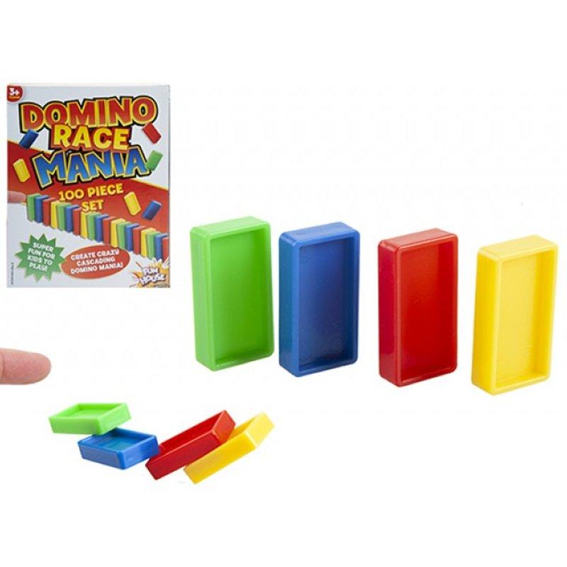 100 Solid Pieces Domino Race Mania Game Building and Stacking Block Set for Kids