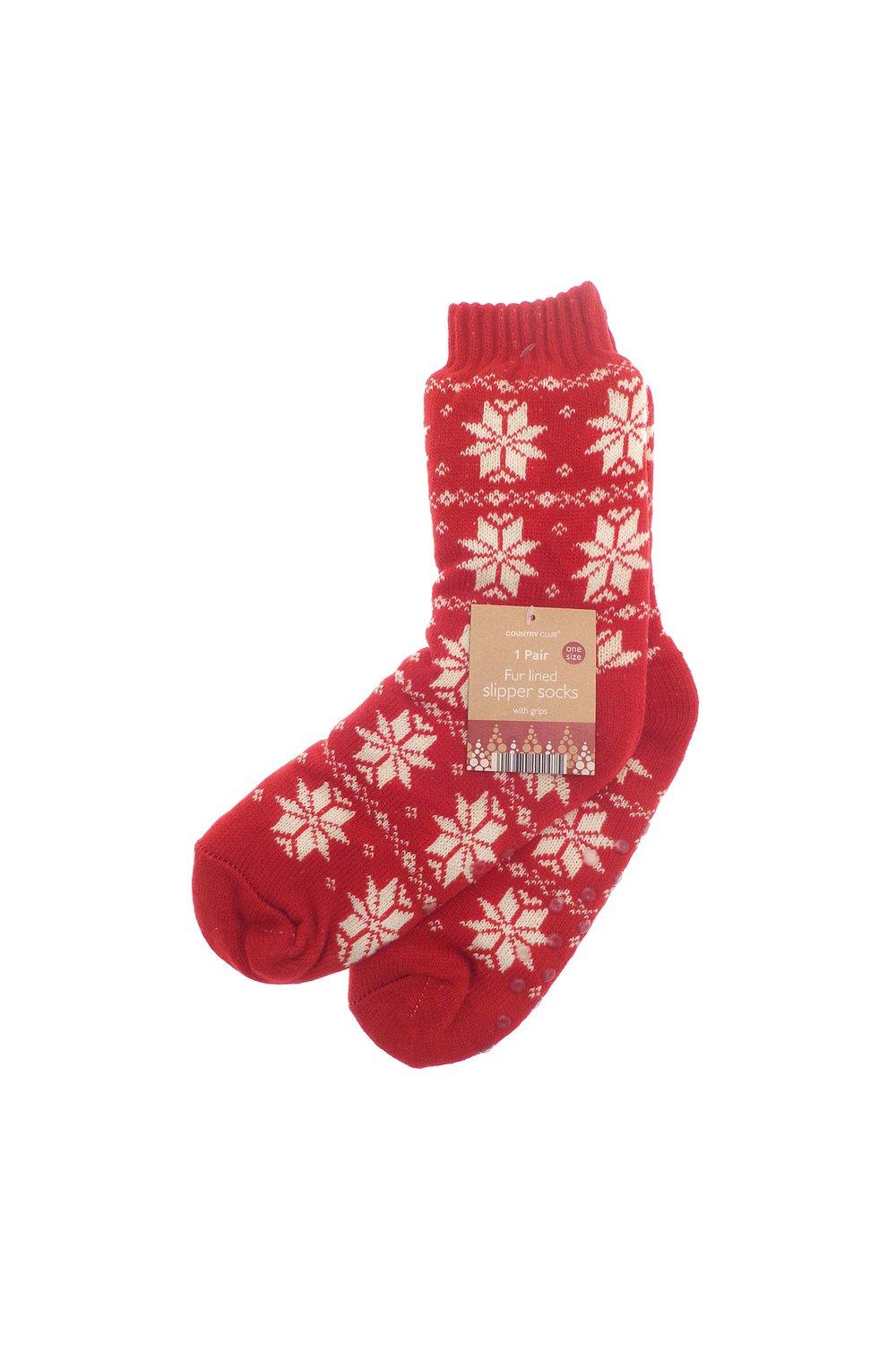 Nordic Slipper Socks Red