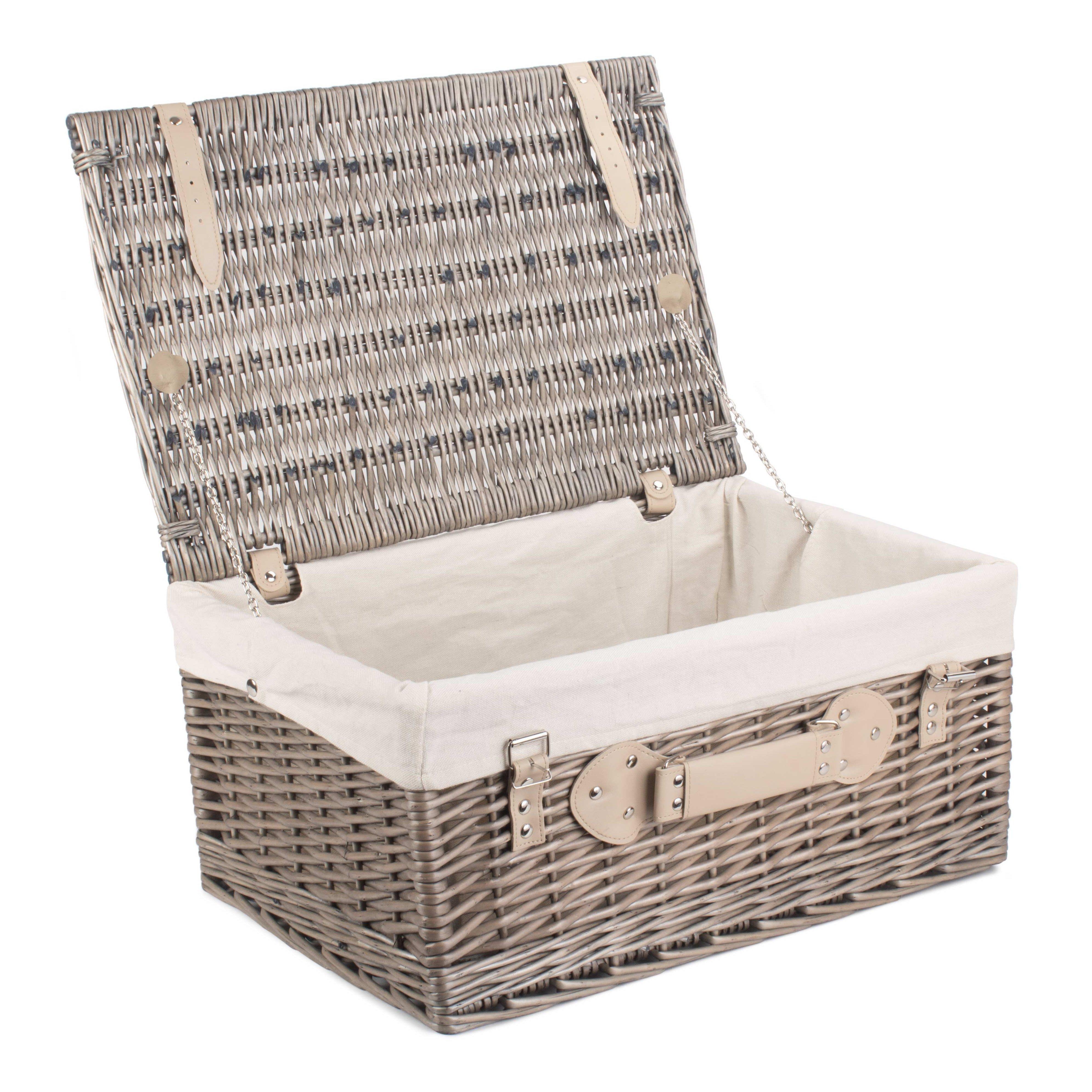 Wicker 51cm Antique Wash Picnic Basket with Cotton Lining