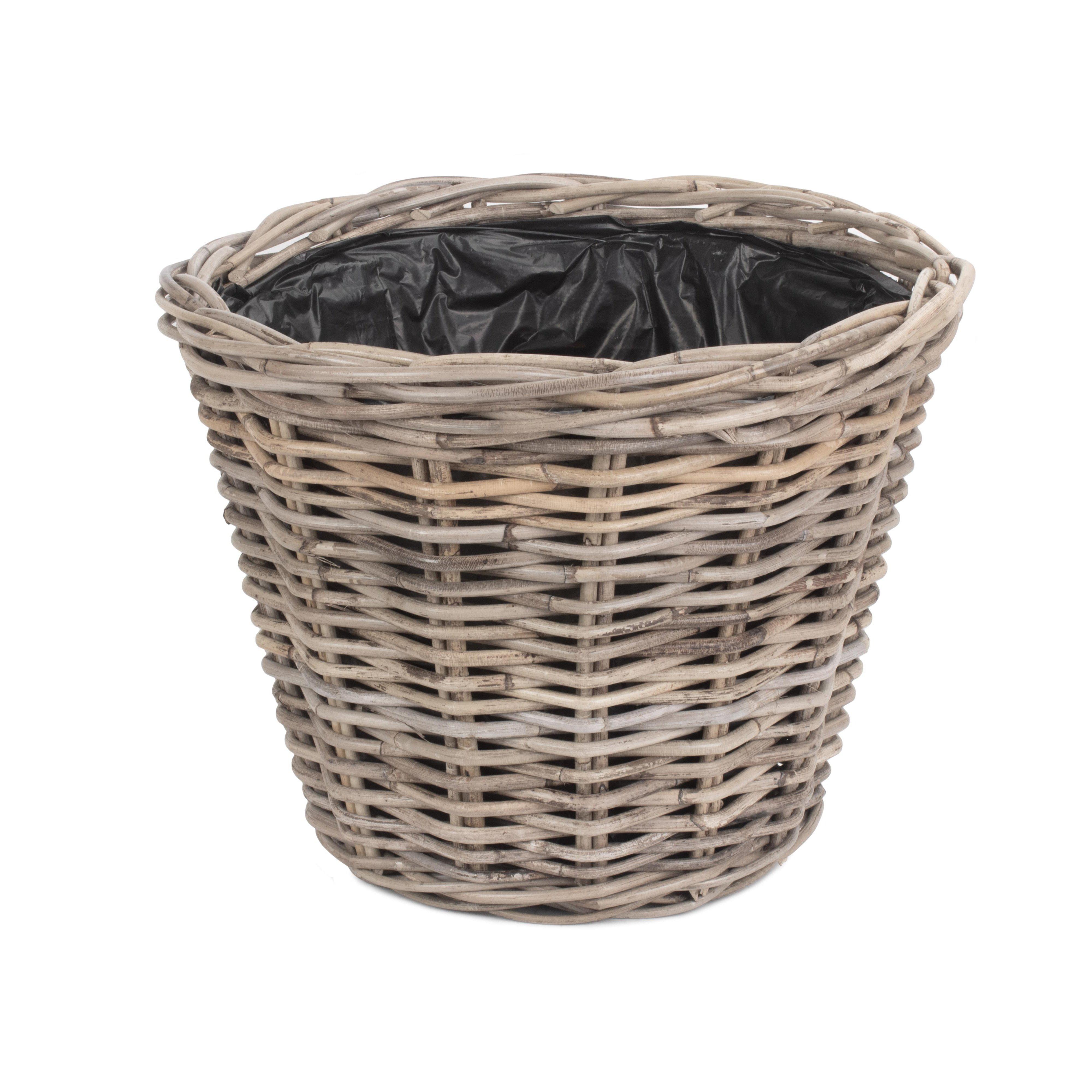 Rattan Tapered Rattan Round Planter with Plastic Lining