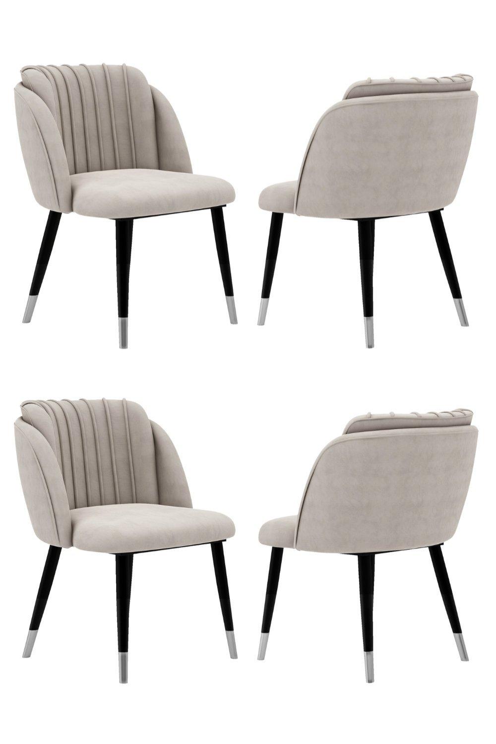 Set of 4 'Milano Velvet Dining Chair' Upholstered Dining Room Chair