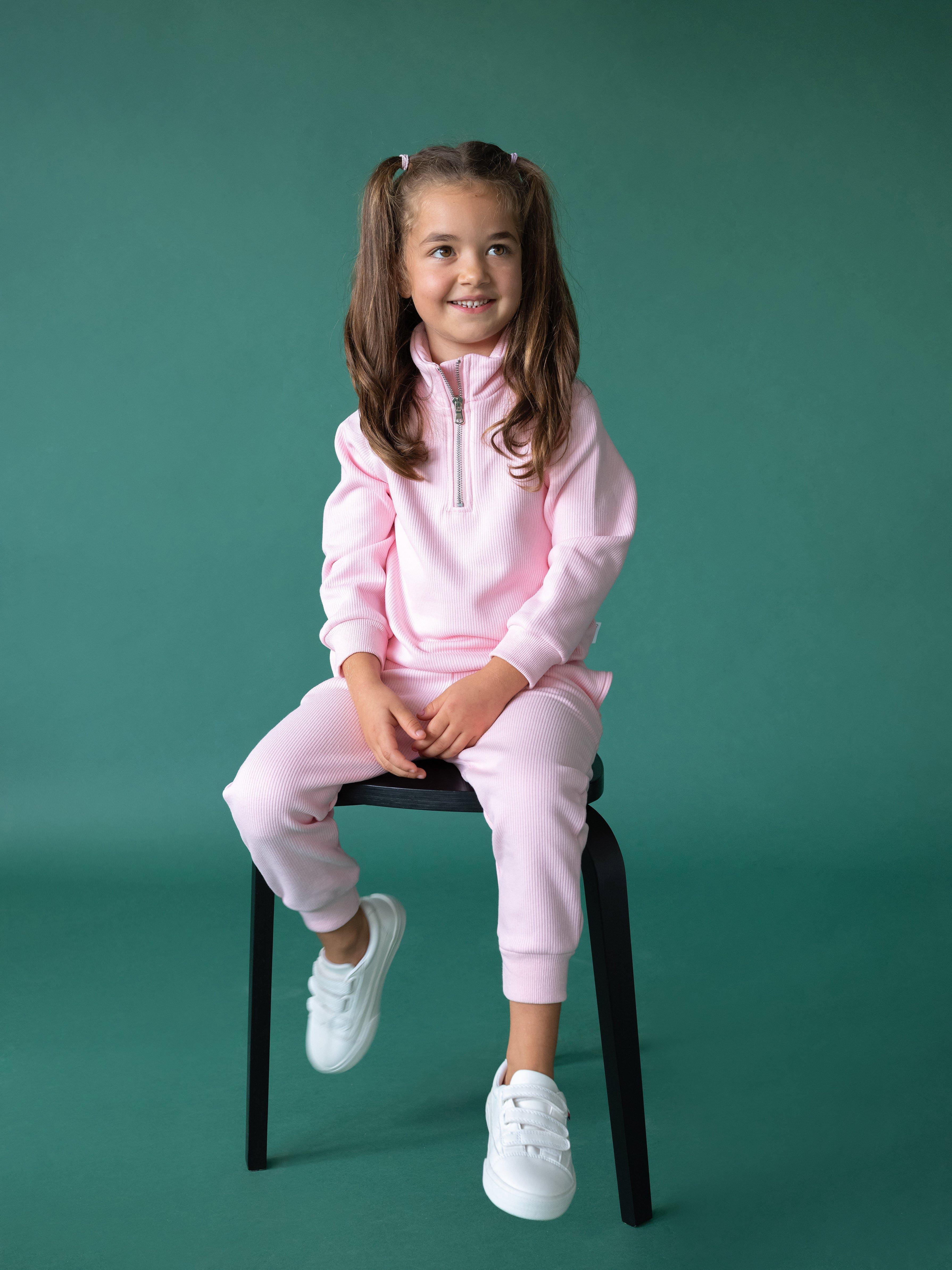 Kids Fleeced Tracksuit Ribbed Cotton