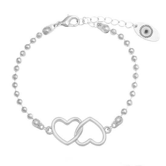 Caramel Jewellery London Silver 'Entwined Heart' Charm Friendship Bracelet 1