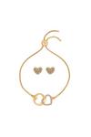 Caramel Jewellery London Gold Entwined Sparkly Heart Charm Bracelet & Earring Set thumbnail 1