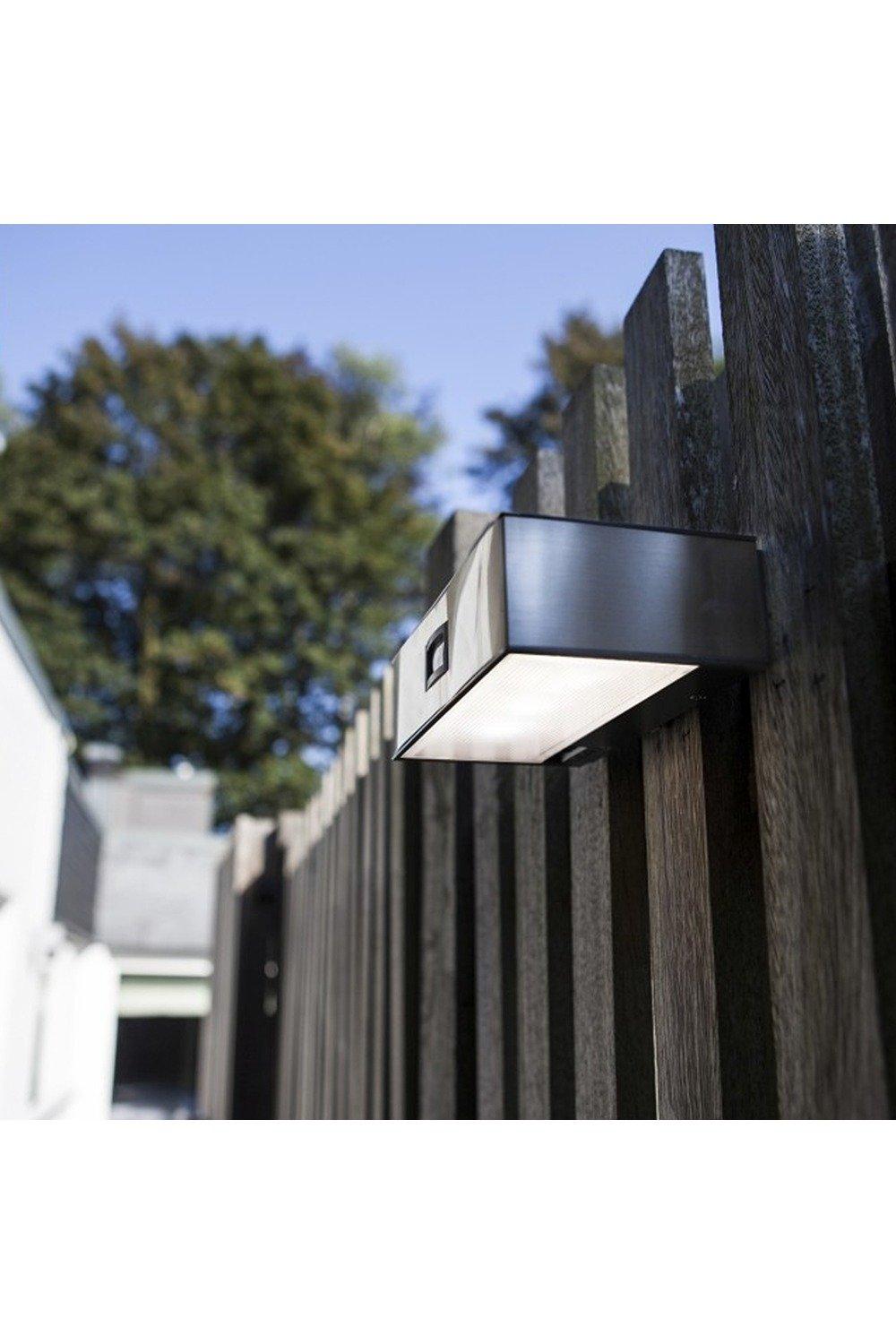 'Kirby' Stainless Steel LED Solar Outdoor Wall Light With Motion Sensor