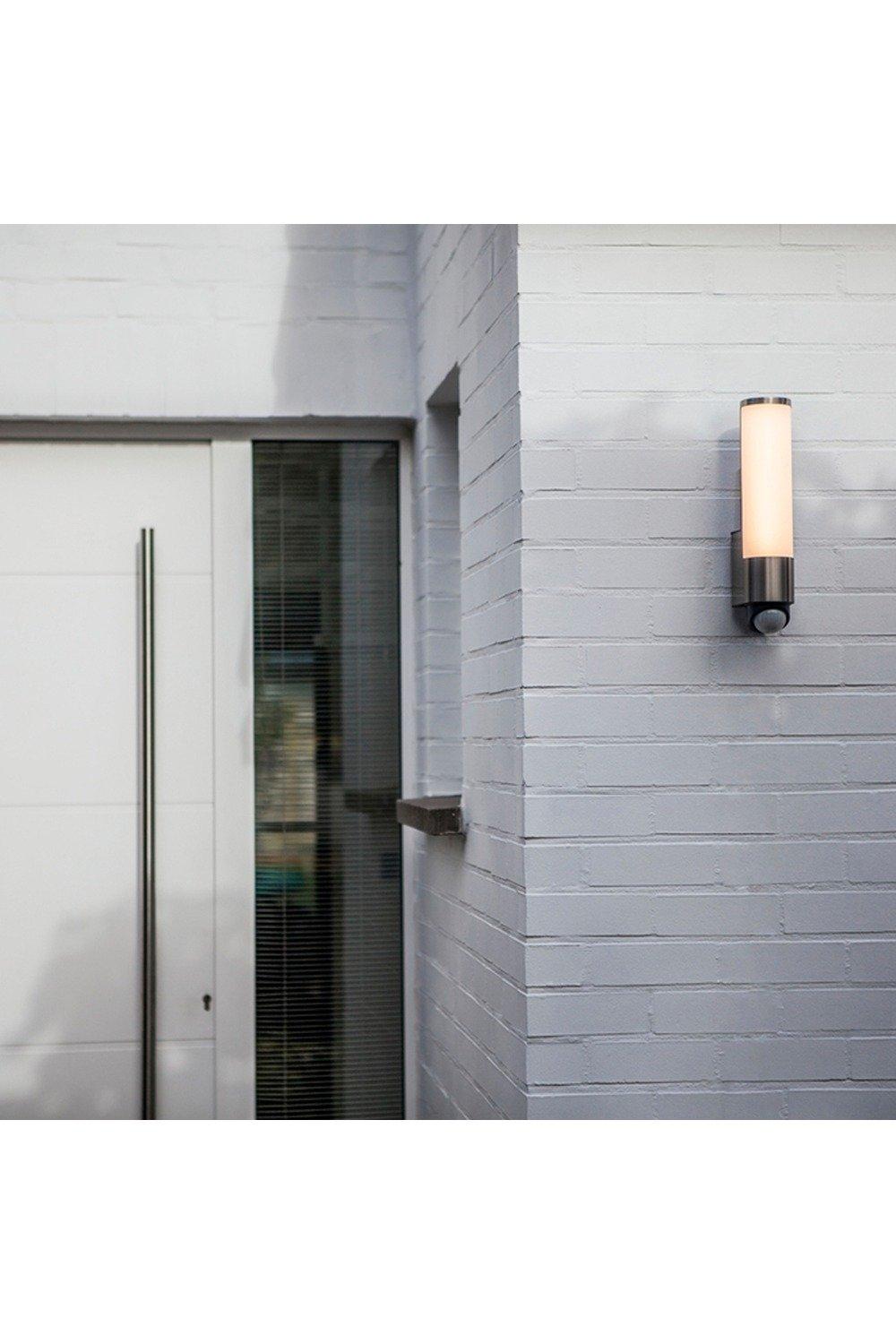 'Shelby' Stainless Steel Cylindrical LED Wall Light With Motion Sensor