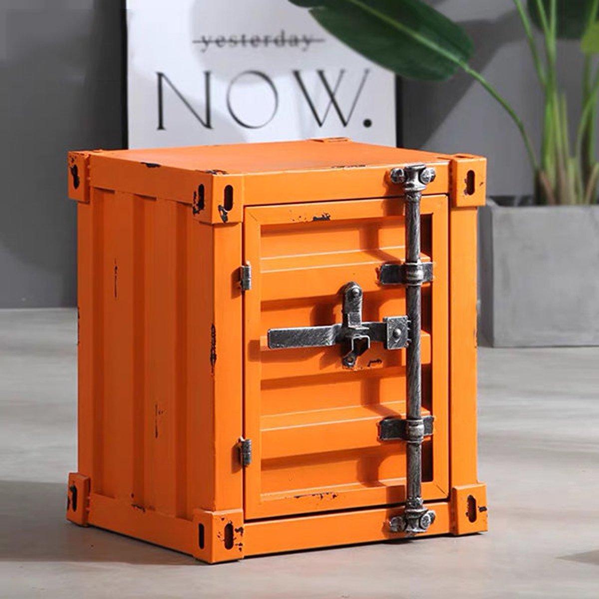 Orange  Industrial Shipping Container Table Bedside Coffee Side Table