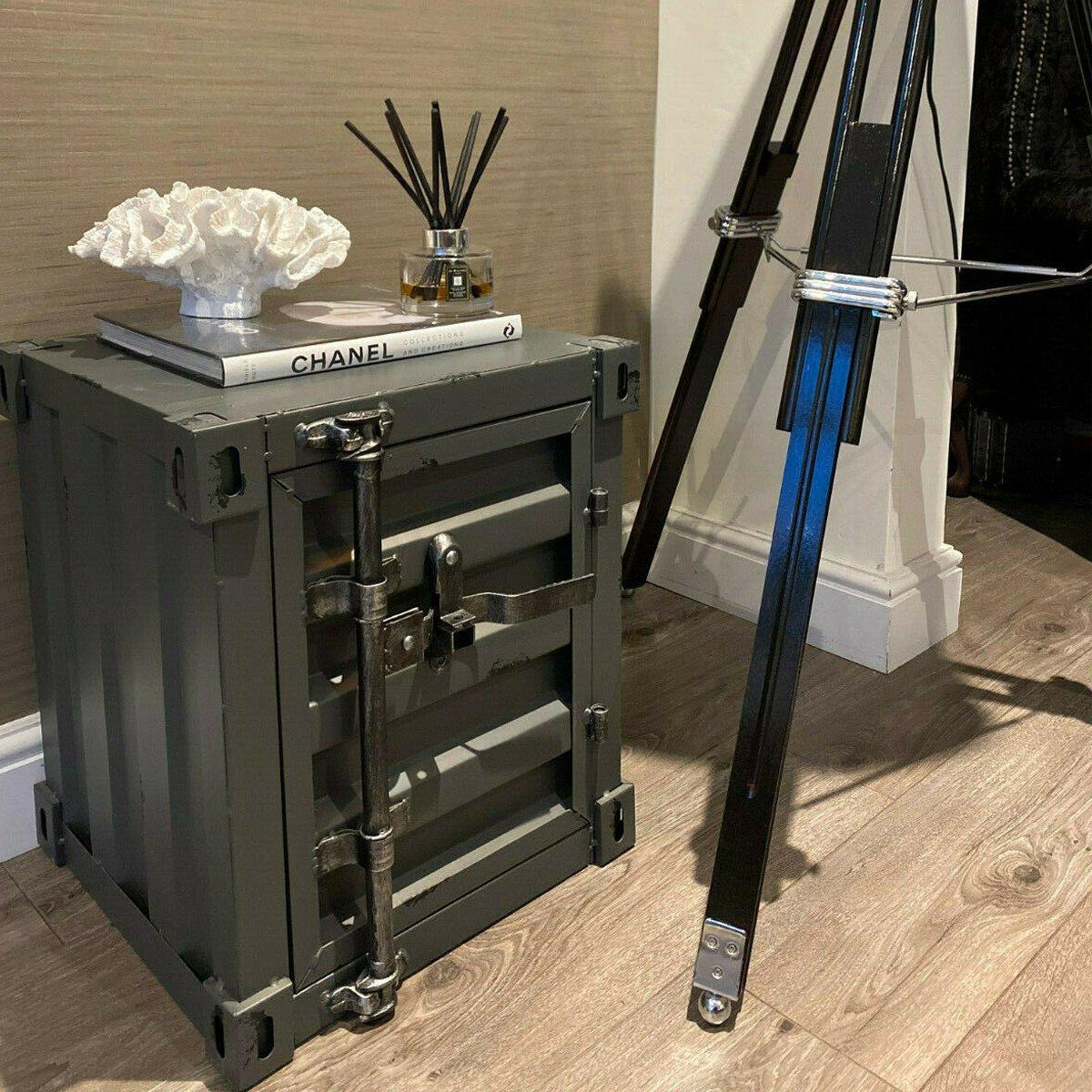 Black Industrial Shipping Container Table Bedside Coffee Side Table