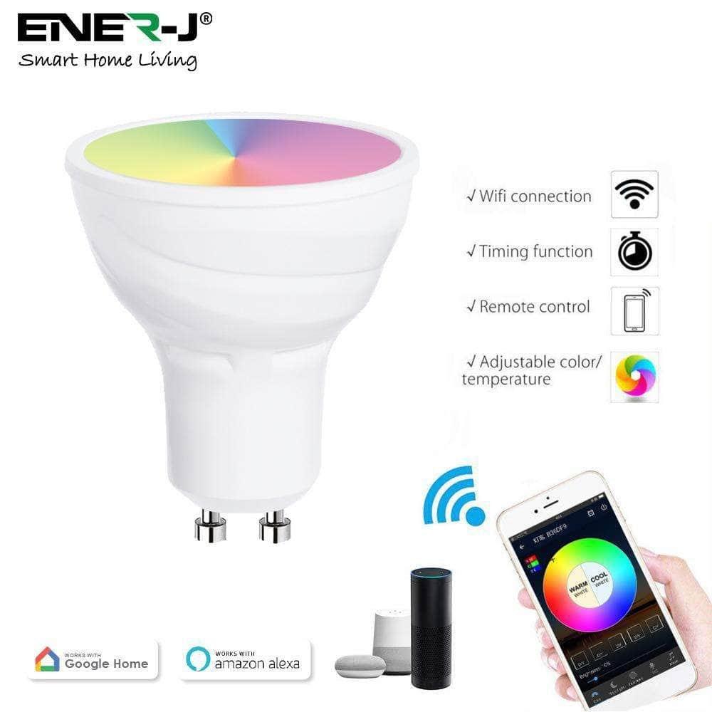 ENER-J SHA5286 Smart Colour LED Light Bulb - GU10, Pack of 2