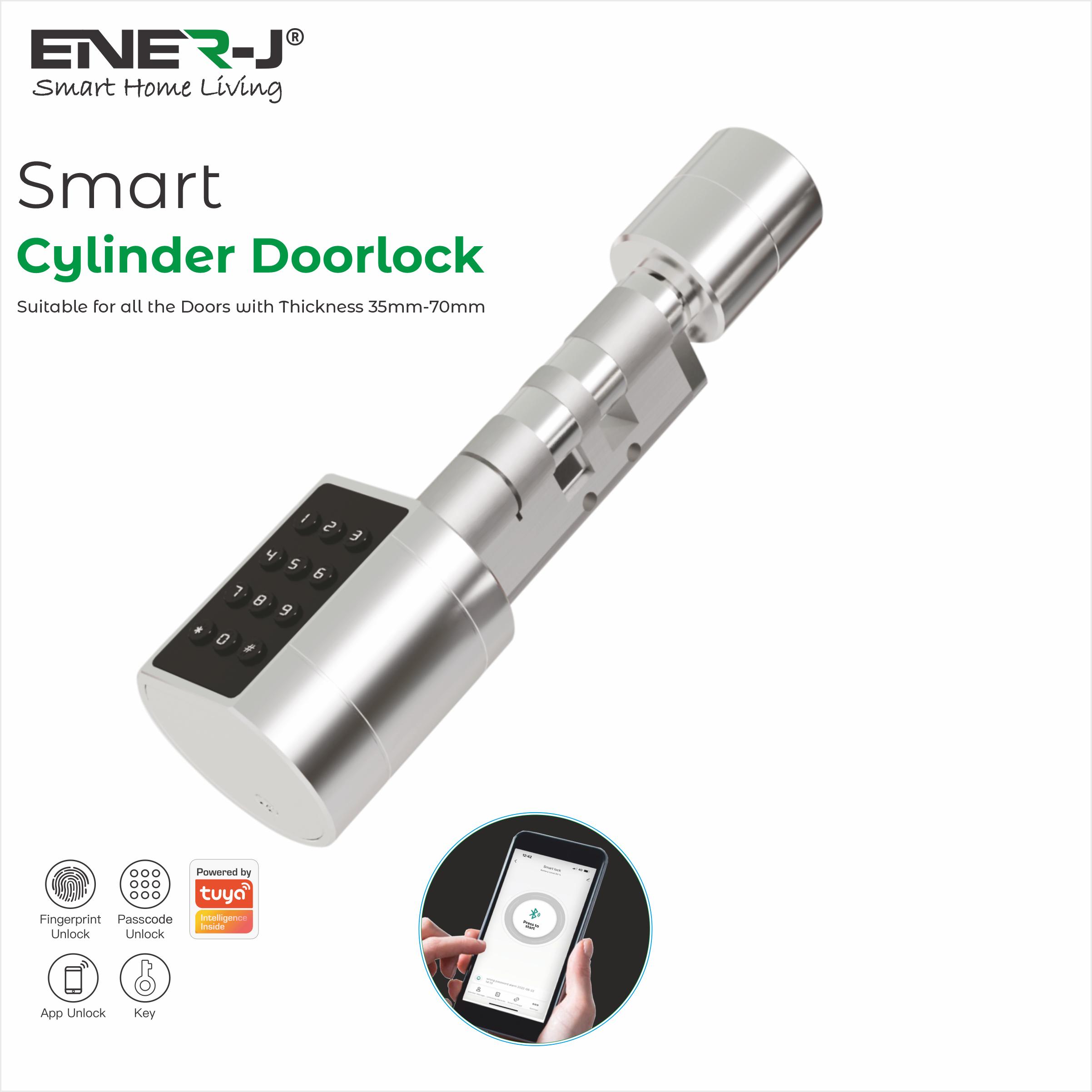 Smart Adjustable Cylinder Bluetooth Doorlock with fingerprint and code unlocking, ENERJSMART APP