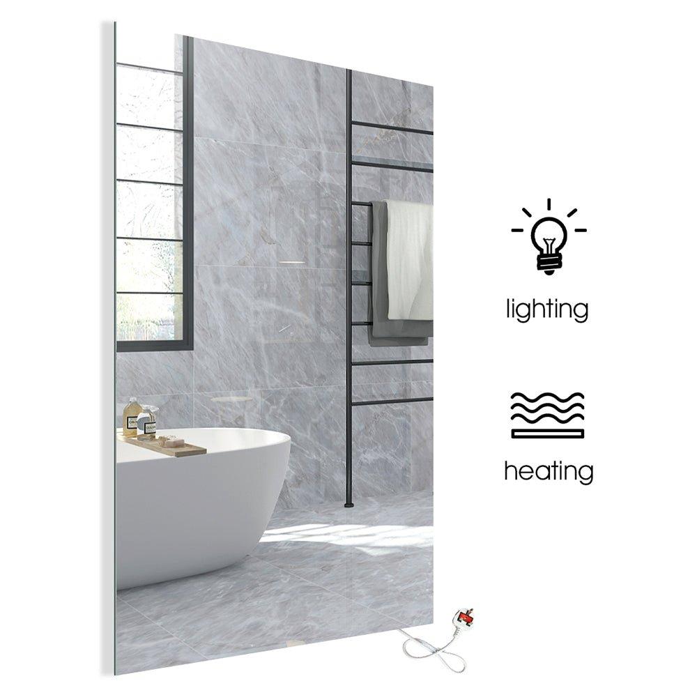 Bathroom Mirror with Infrared Heater & CCT Changing + Dimmable LED Lights, 450W, 600x800mm, Plug & P