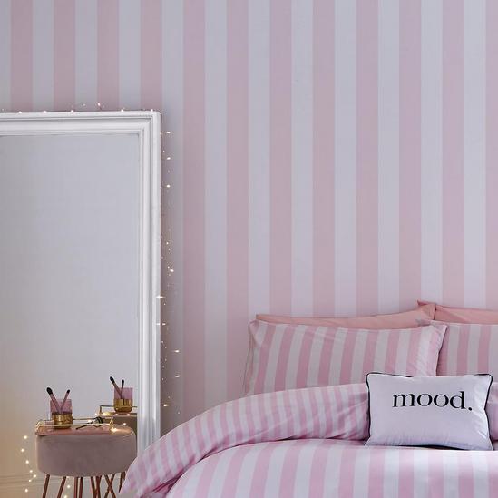 Muriva Stripe Tease Wallpaper Muriva Sassy B Pink White Modern Contemporary Teenager 1
