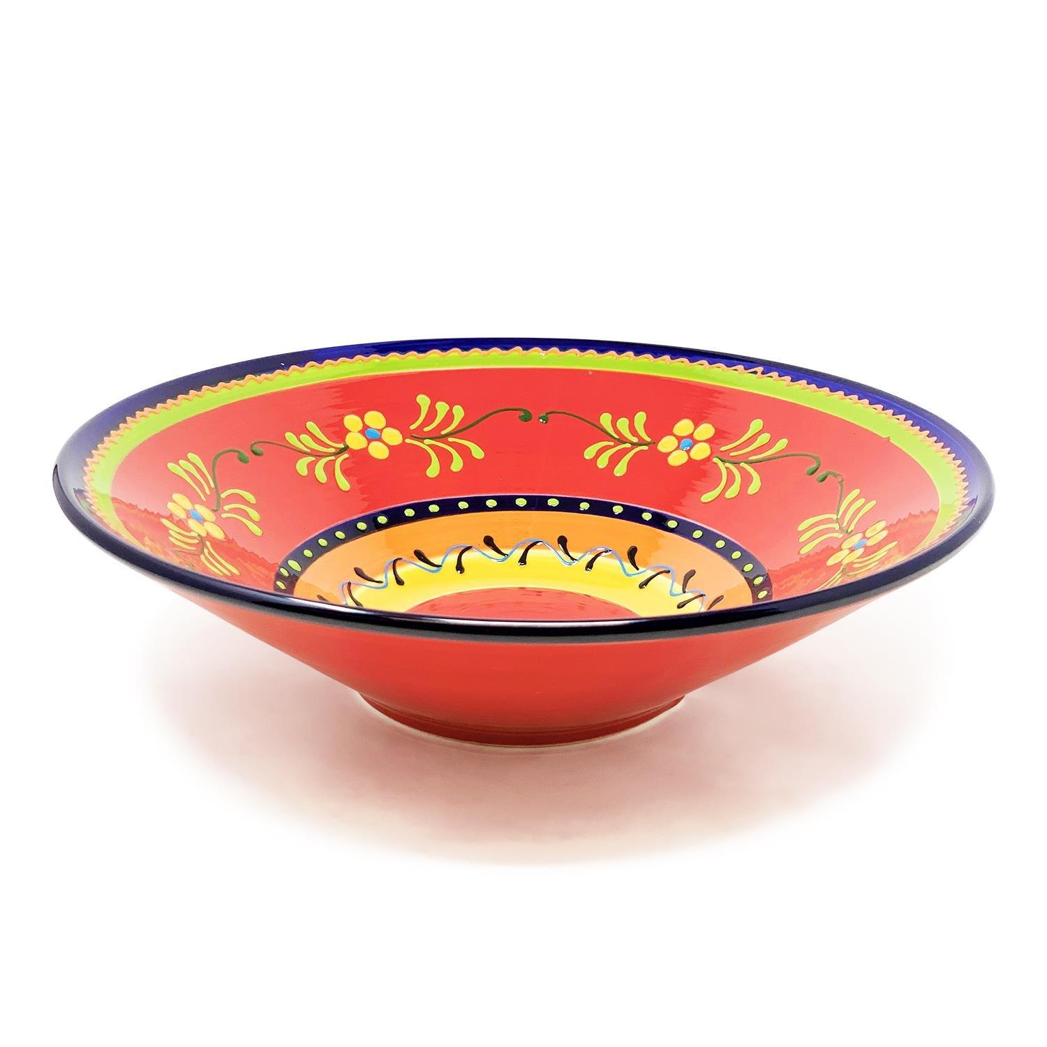Classic Spanish Hand Painted Kitchen Dining Extra Large Conical Bowl 38cm Daisy Chains