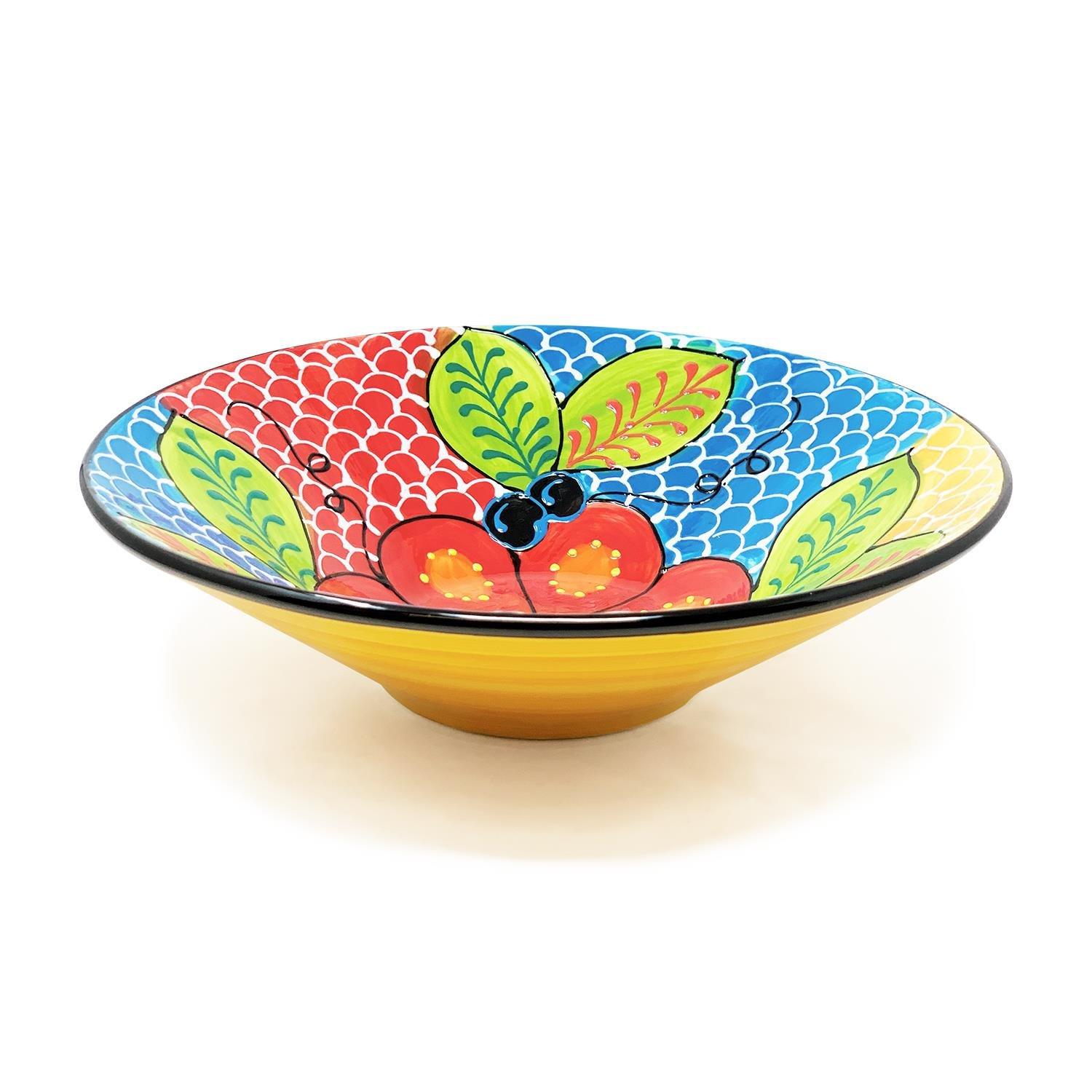 Classic Spanish Hand Painted Kitchen Dining Extra Large Conical Bowl 38cm Fish Scales