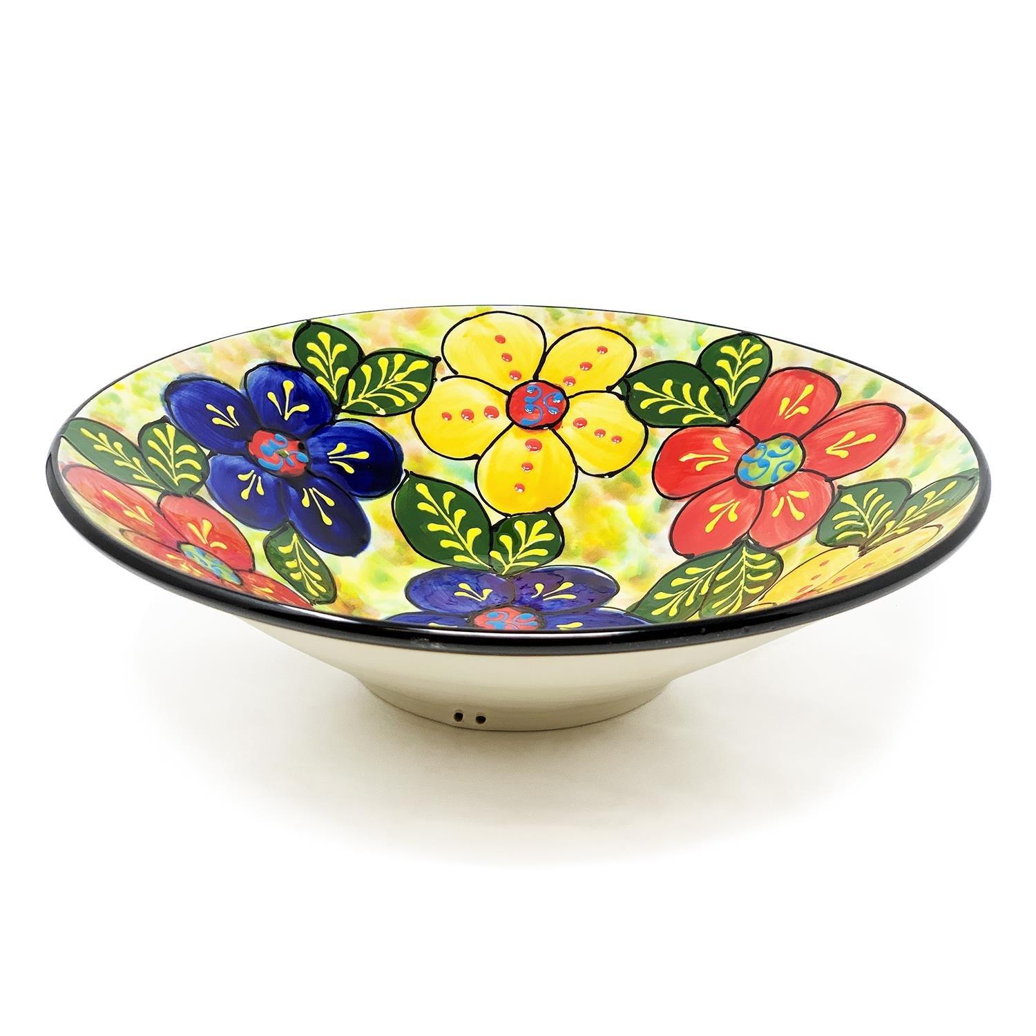 Classic Spanish Hand Painted Kitchen Dining Extra Large Conical Bowl 38cm Floral