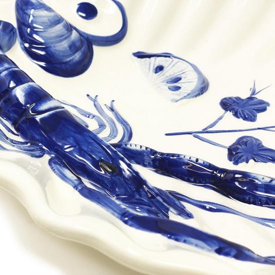 Verano Spanish Ceramics Coastal Ceramics Hand Painted Kitchen Dining Table Décor Sea Shell Serving Dish 35cm (L) x 29cm (W) 2