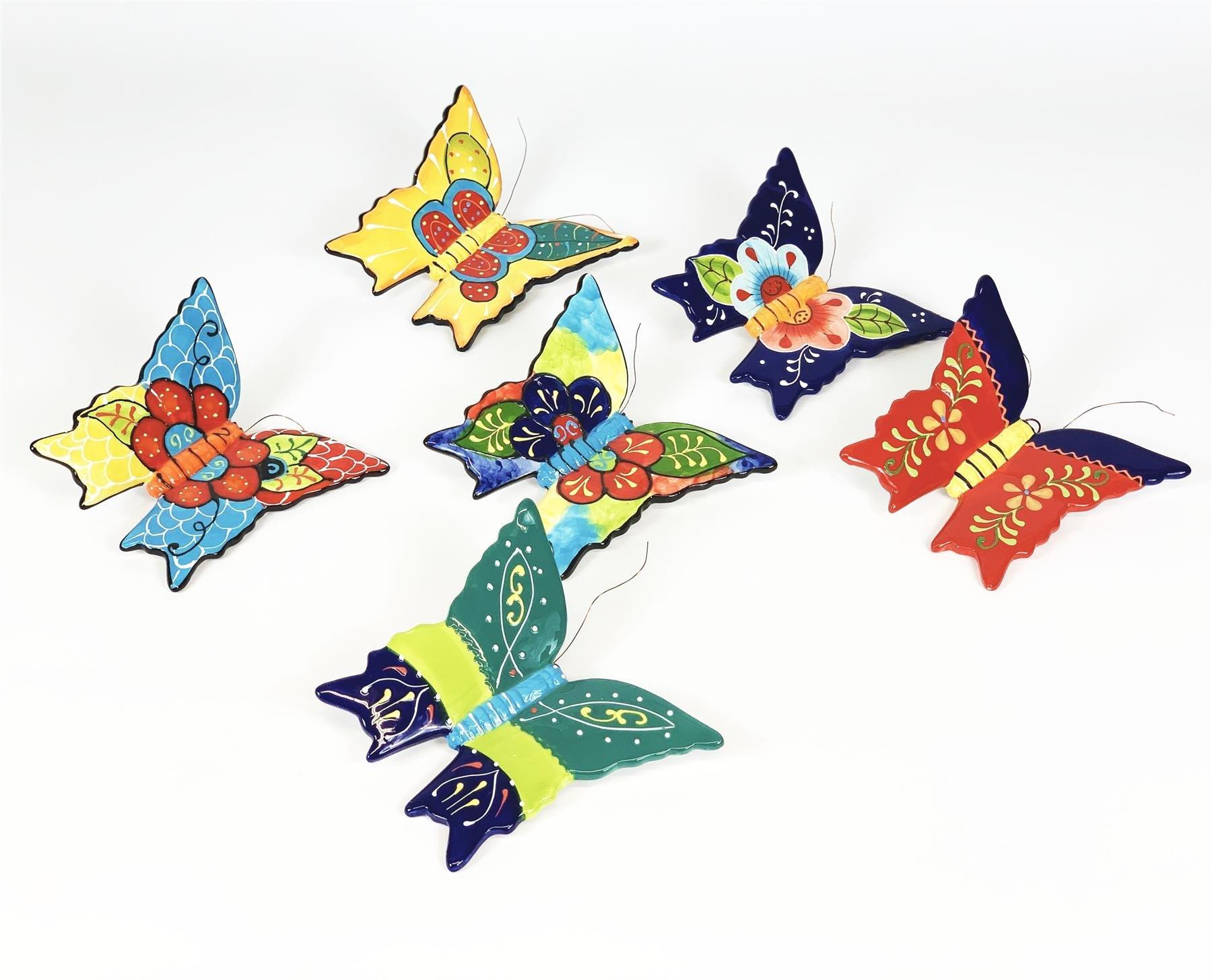 Classic Spanish Butterfly Ornaments Set of 6 Wall Hanging Home Decor 11.5 x 11cm