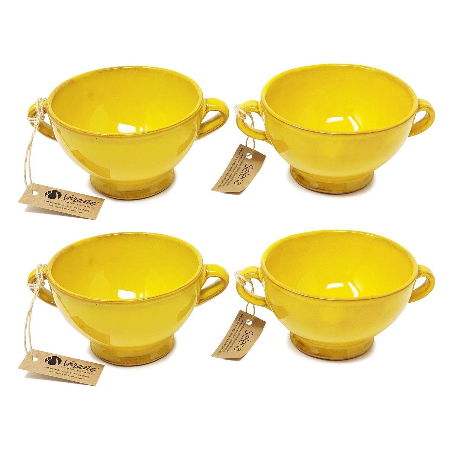 Selena Glazed Hand Dipped Kitchen Dining Set of 4 Soup Bowls (H) 9.5cm x (W) 14cm