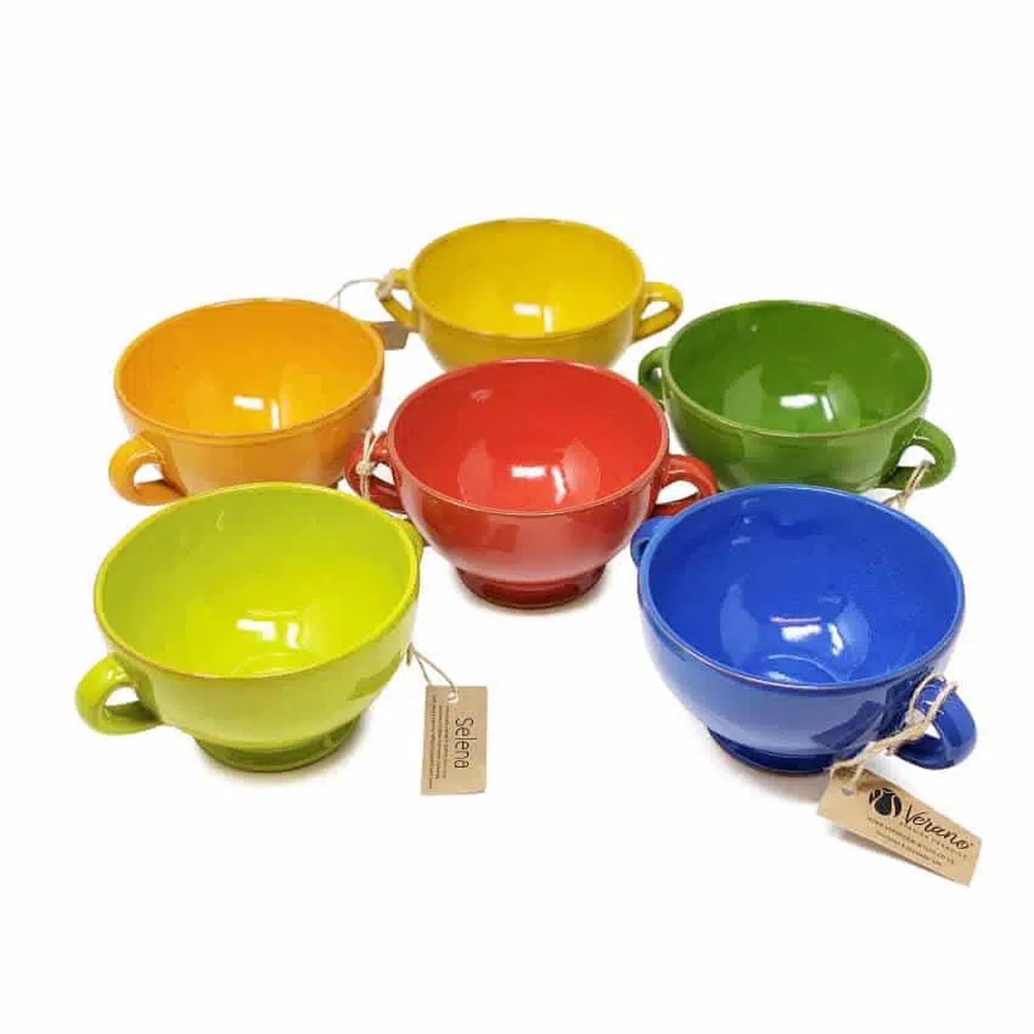 Selena Glazed Hand Dipped Kitchen Dining Set of 6 Soup Bowls (H) 9.5cm x (W) 14cm