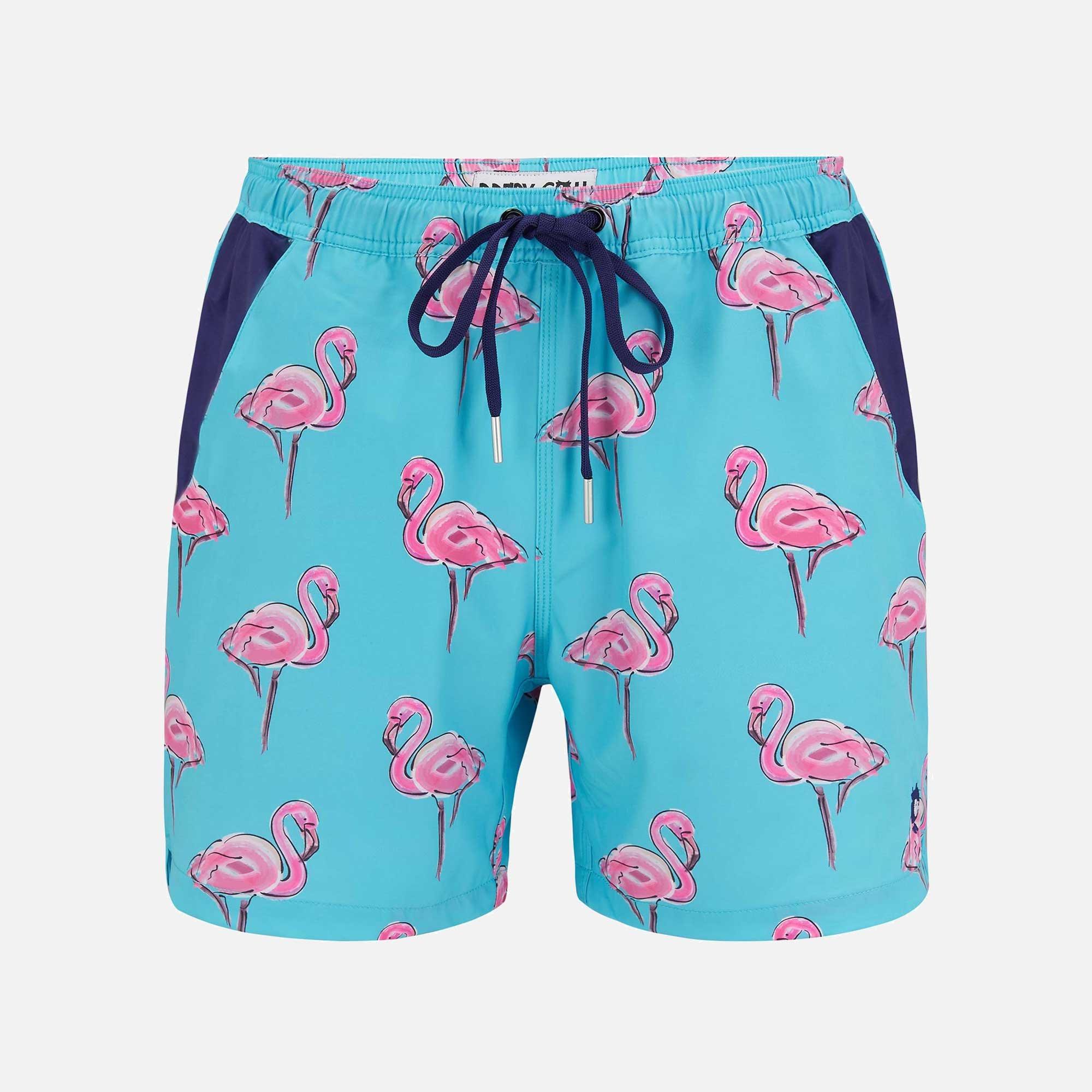 Flamingos Waterproof Pocket Swim Shorts