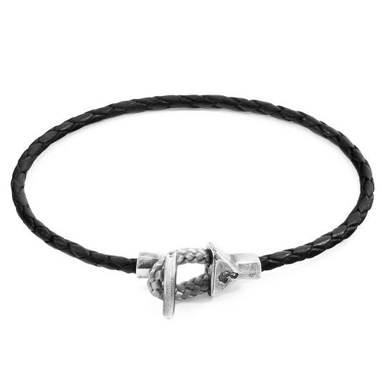ANCHOR & CREW Cullen Silver and Braided Leather Bracelet 1