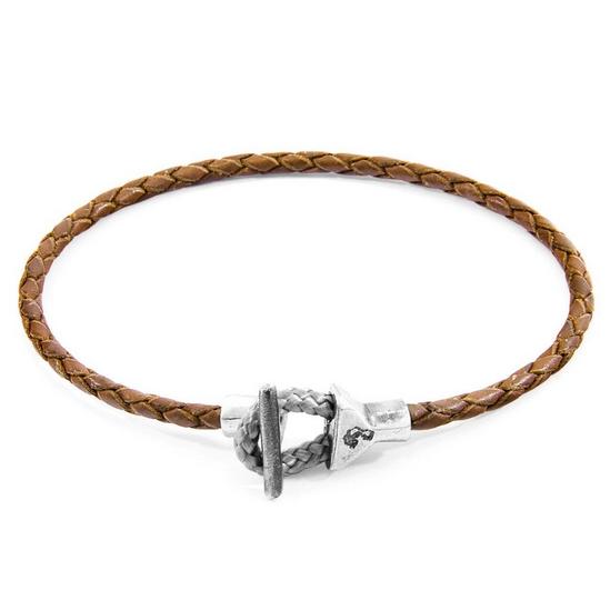 ANCHOR & CREW Cullen Silver and Braided Leather Bracelet 1