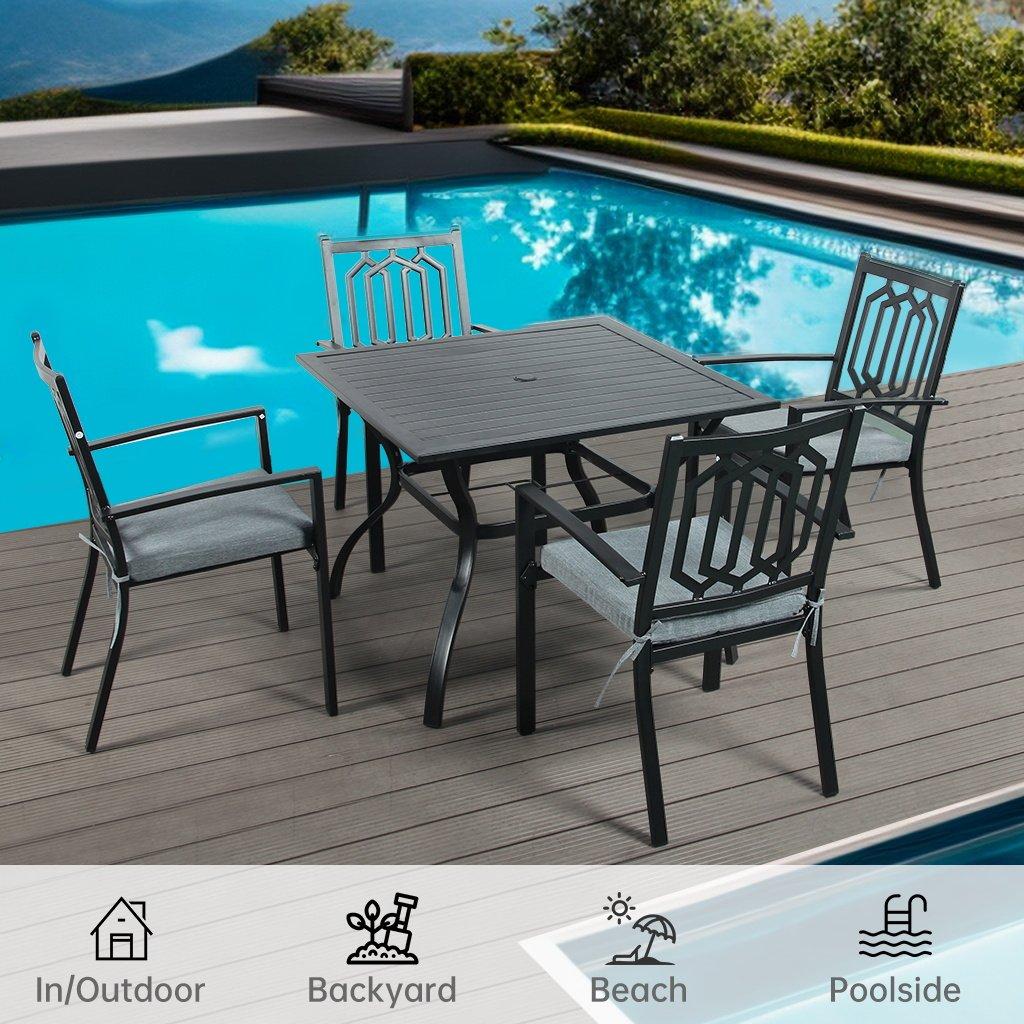 Chorley 4 Seat Dining Set with grey cushions