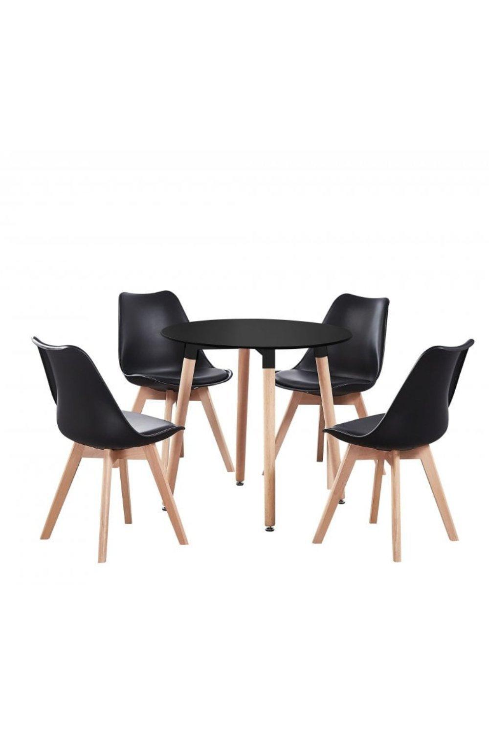 'Lorenzo' Round Dining Set with a Table and Dining Chair Set of 4