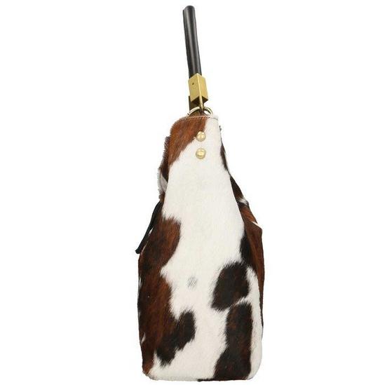 Sostter Brrdl Spotted Cow Calf Hair Leather Tassel Grab Bag 5