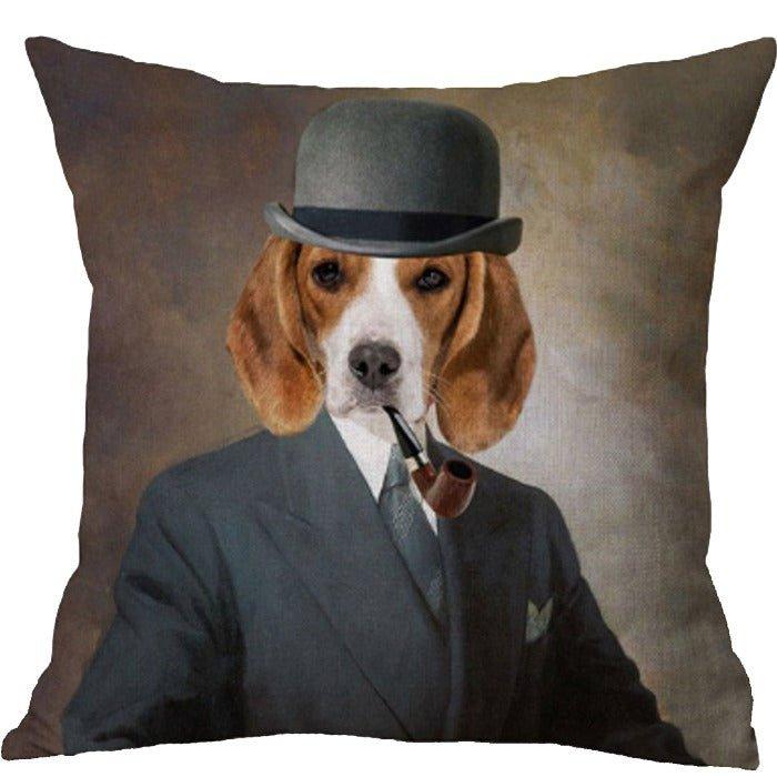 Dog In A Bowler Hat Oil Painting Cushion Pillow - BNYLA