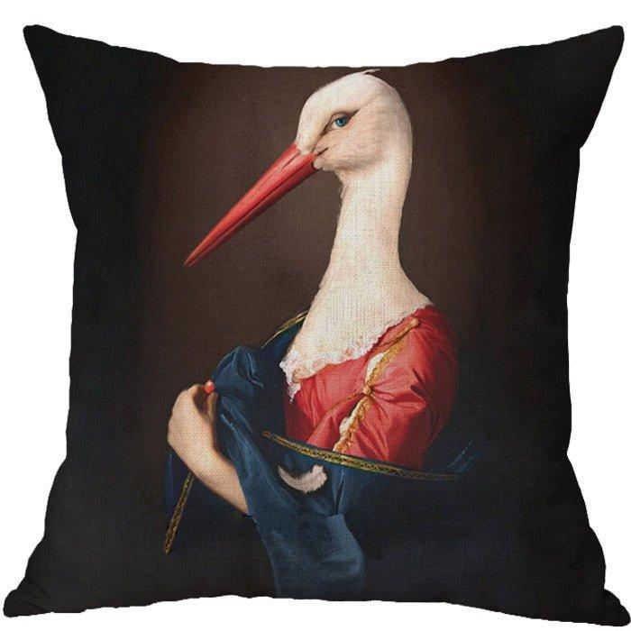 Swan In Full Regalia Oil Painting Cushion Pillow - BNBAI
