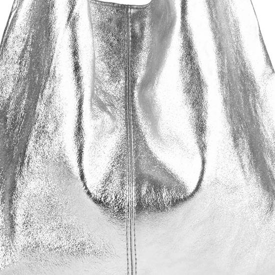 Sostter Silver Metallic Leather Hobo Shoulder Bag| 4