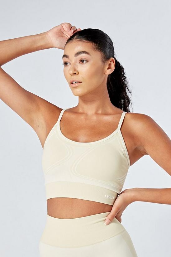 Twill Active Recycled Colour Block Body Fit Seamless Sports Bra - Stone 3