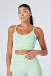 Twill Active Recycled Colour Block Body Fit Seamless Sports Bra - Green thumbnail 1