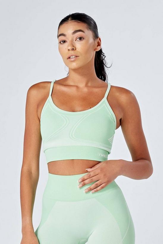 Twill Active Recycled Colour Block Body Fit Seamless Sports Bra - Green 1