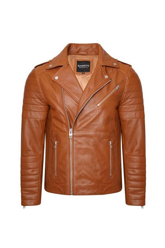 Barneys Originals Ribbed Tan Leather Jacket 1